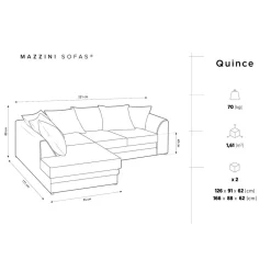 Canapé d'angle Gauche Quince Velours côtelé 4 Places noir - 221x171x80 cm
