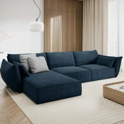 Canapé D'Angle Gauche Vanda 5 Places 2 bleu roi - 208x166x85 cm