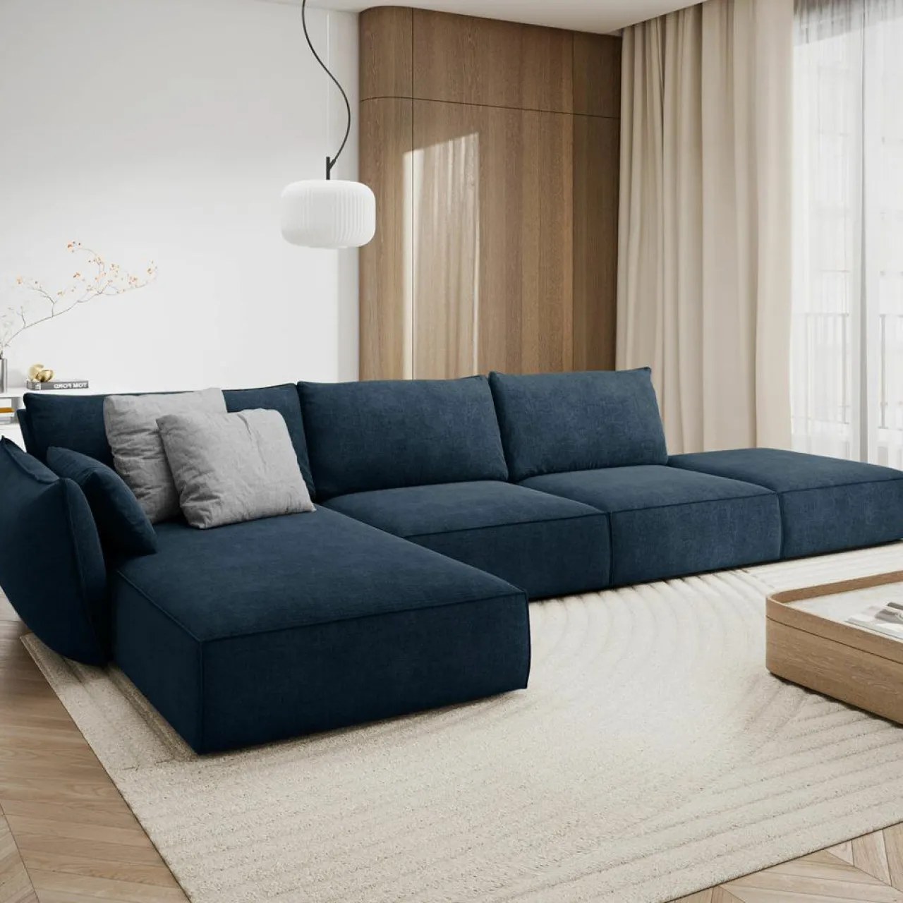 Canapé D'Angle Gauche Vanda 5 Places 1 bleu roi - 386x166x85 cm