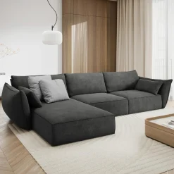 Canapé D'Angle Gauche Vanda 5 Places 2 gris - 208x166x85 cm