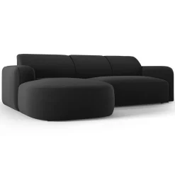 Canapé d'angle gauche Velours Jasmin 4 Places noir - 250x170x72 cm