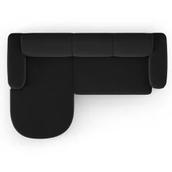 Canapé d'angle gauche Velours Jasmin 4 Places noir - 250x170x72 cm