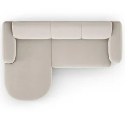 Canapé d'angle gauche Velours Jasmin 4 Places beige - 250x170x72 cm
