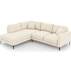 Canapé d'angle Gauche Velours Venus 5 Places beige clair - 254x185x90 cm