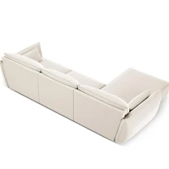 Canapé d'angle gauche Velours Vanda 4 Places beige clair - 300x166x85 cm