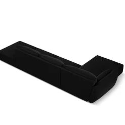 Canapé d'angle gauche Velours Vanda 5 Places noir - 386x166x85 cm