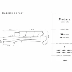 Canapé d'angle gauche velours madara bleu roi - 254x182x90 cm