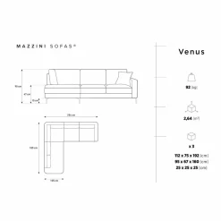 Canapé d'angle Gauche Venus 5 Places beige - 254x185x90 cm