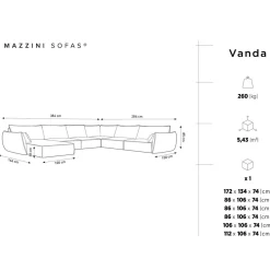 Canapé d'angle Panoramique droit Velours Vanda 8 Places beige clair - 384x284x85 cm