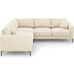 Canapé d'angle Symétrique En Velours Venus 5 Places beige clair - 250x238x90 cm