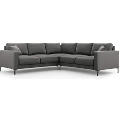 Canapé d'angle Symétrique En Velours Venus 5 Places gris - 250x238x90 cm