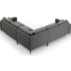 Canapé d'angle Symétrique En Velours Venus 5 Places gris - 250x238x90 cm