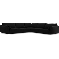 Canapé d'angle Symétrique en Velours Vanda 7 Places noir - 286x286x85 cm
