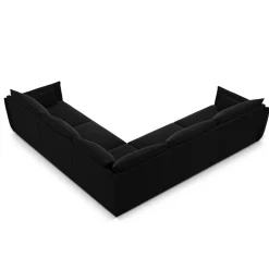 Canapé d'angle Symétrique en Velours Vanda 7 Places noir - 286x286x85 cm