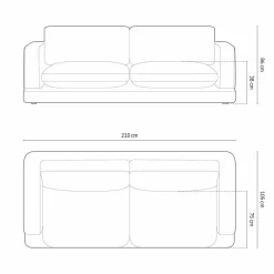 Canapé Daphne 3 Places Bleu Marine - 210x105x86 cm