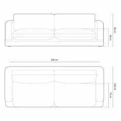 Canapé Daphne 4 Places Bleu Marine - 240x105x86 cm