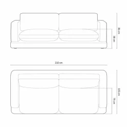 Canapé Daphne 3 Places Gris chaud - 210x105x86 cm