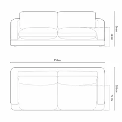 Canapé Daphne 3 Places Gris Foncé - 210x105x86 cm