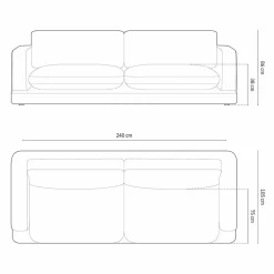 Canapé Daphne 4 Places Vert mousse - 240x105x86 cm