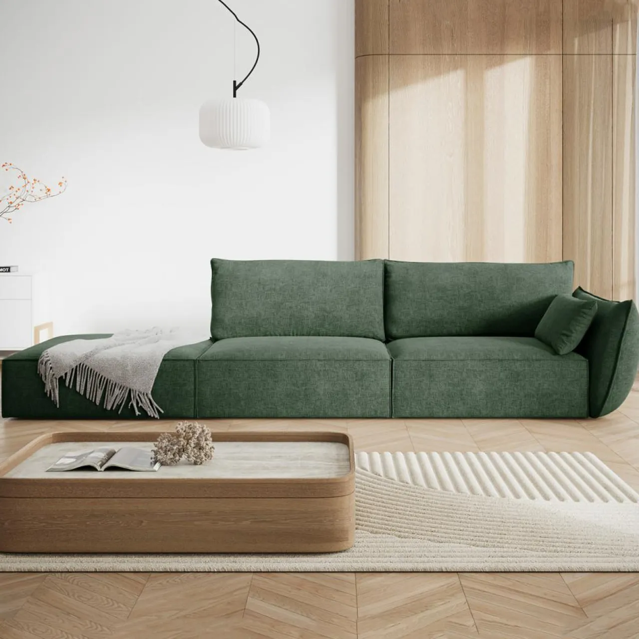 Canapé droit Vanda 4 Places vert bouteille - 286x100x85 cm