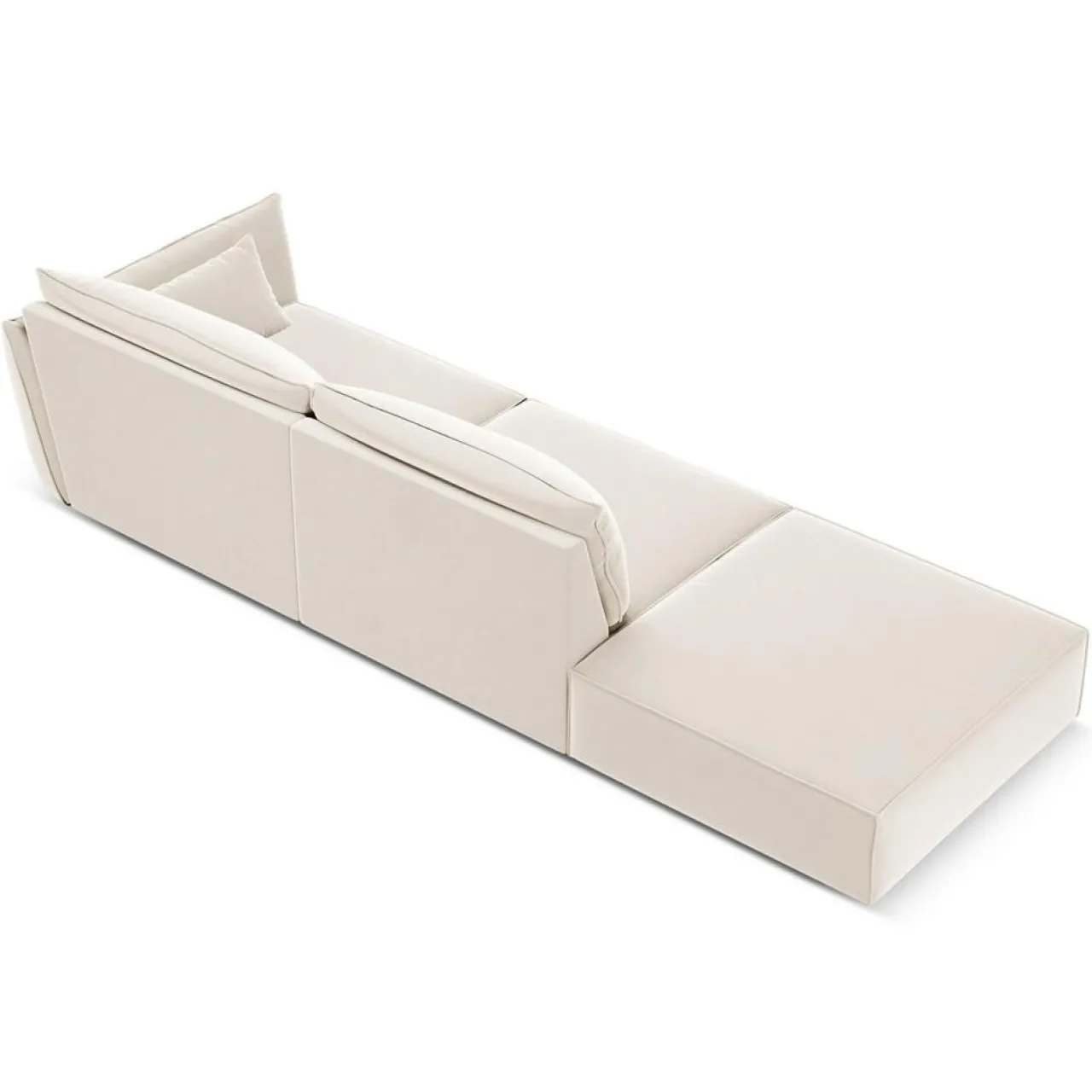 Canapé droit Velours Vanda 4 Places beige clair - 286x100x85 cm