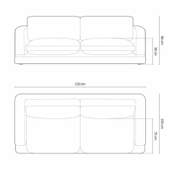 Canapé en Velours Daphne 3 Places Bleu Foncé - 210x105x86 cm