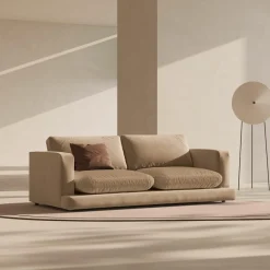 Canapé en Velours Daphne 3 Places Beige Foncé - 210x105x86 cm