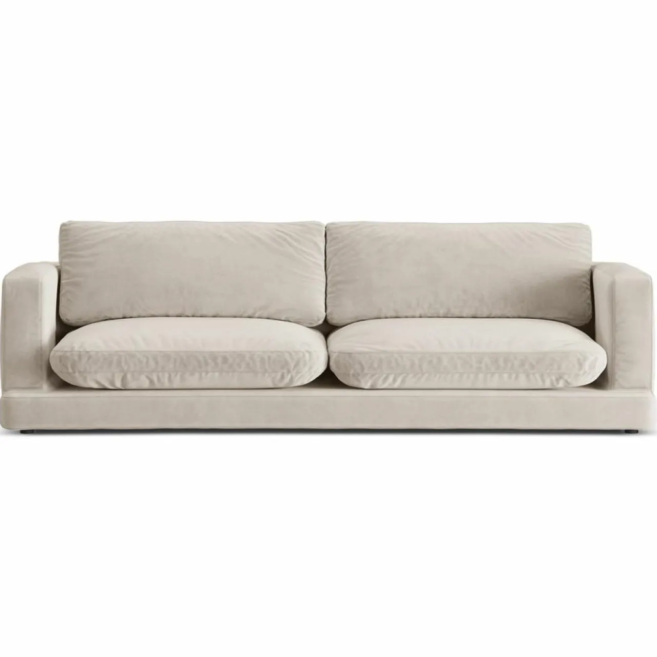 Canapé en Velours Daphne 4 Places Beige Clair - 240x105x86 cm