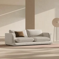 Canapé en Velours Daphne 4 Places Beige Clair - 240x105x86 cm