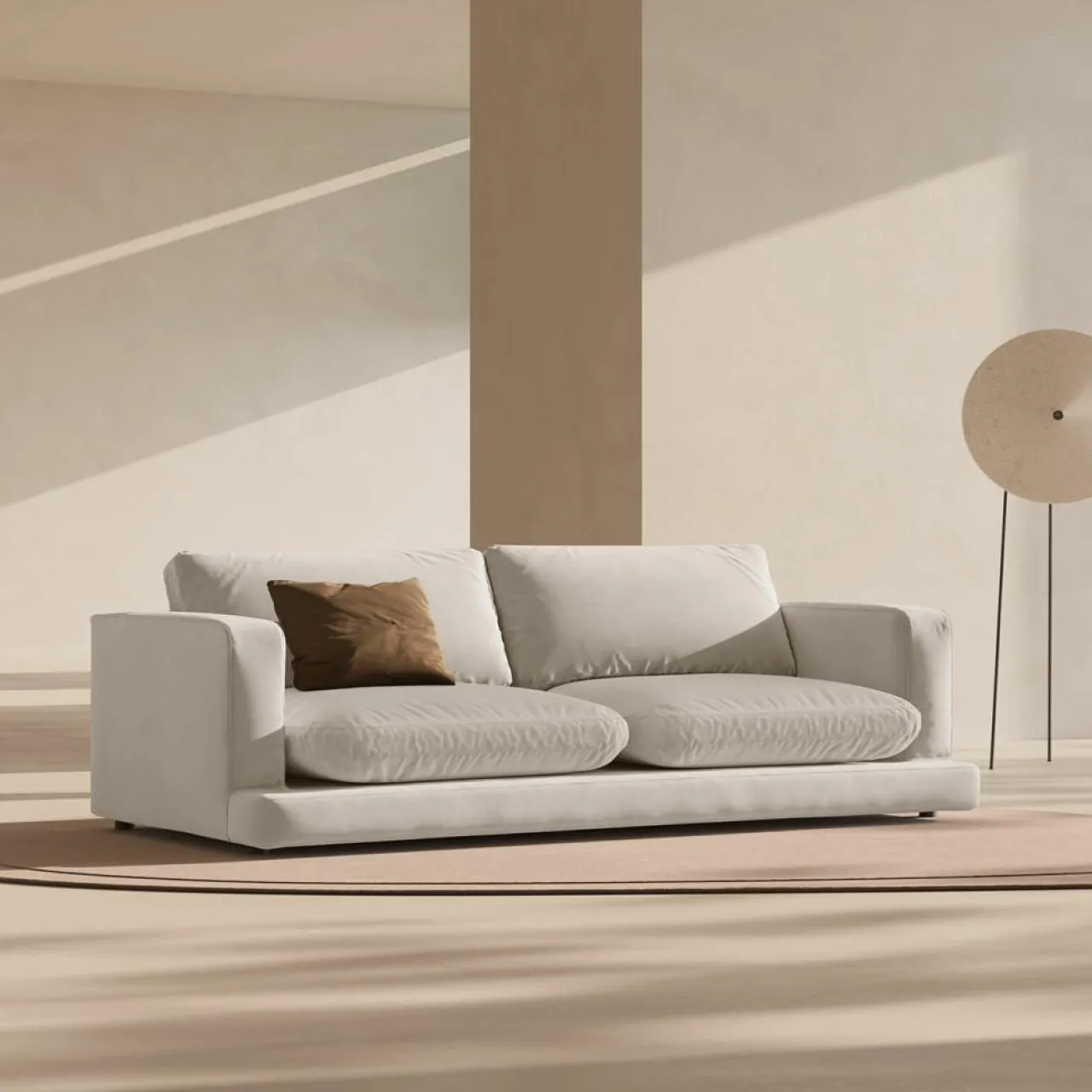 Canapé en Velours Daphne 4 Places Beige Clair - 240x105x86 cm