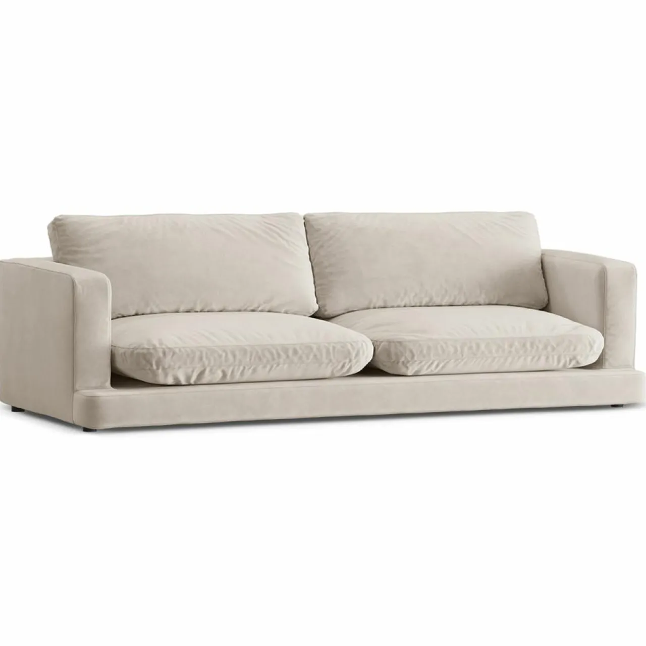 Canapé en Velours Daphne 4 Places Beige Clair - 240x105x86 cm