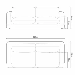 Canapé en Velours Daphne 3 Places Noir - 210x105x86 cm
