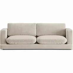 Canapé en Velours Daphne 3 Places Beige Clair - 210x105x86 cm