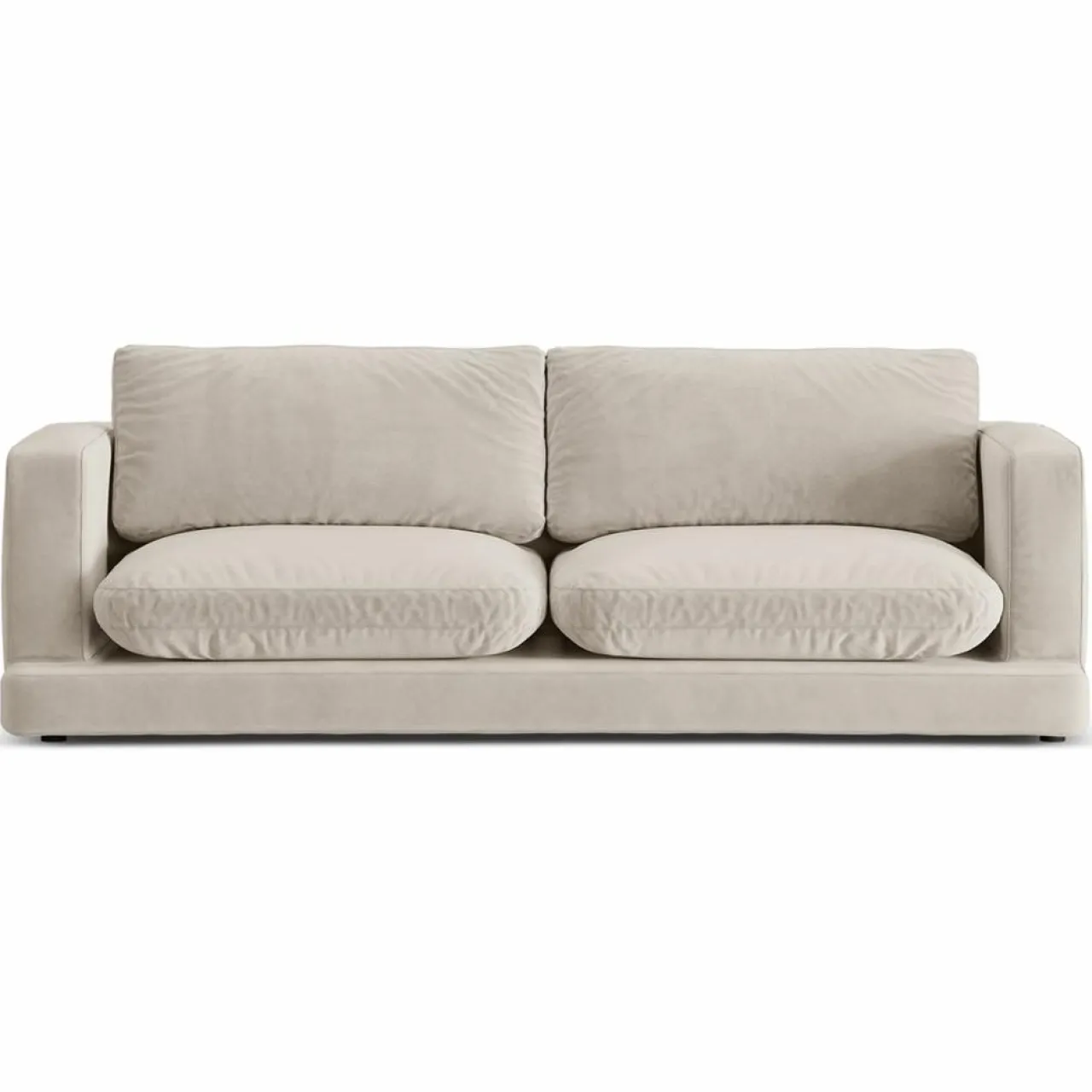 Canapé en Velours Daphne 3 Places Beige Clair - 210x105x86 cm
