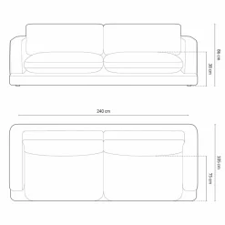 Canapé en Velours Daphne 4 Places Terracotta - 240x105x86 cm