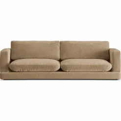 Canapé en Velours Daphne 4 Places Beige Foncé - 240x105x86 cm