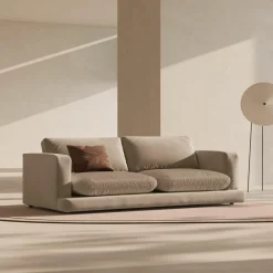 Canapé en Velours Daphne 4 Places Beige Foncé - 240x105x86 cm