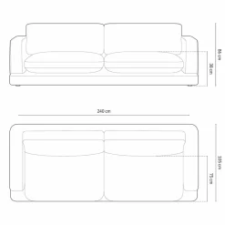 Canapé en Velours Daphne 4 Places Bleu Foncé - 240x105x86 cm