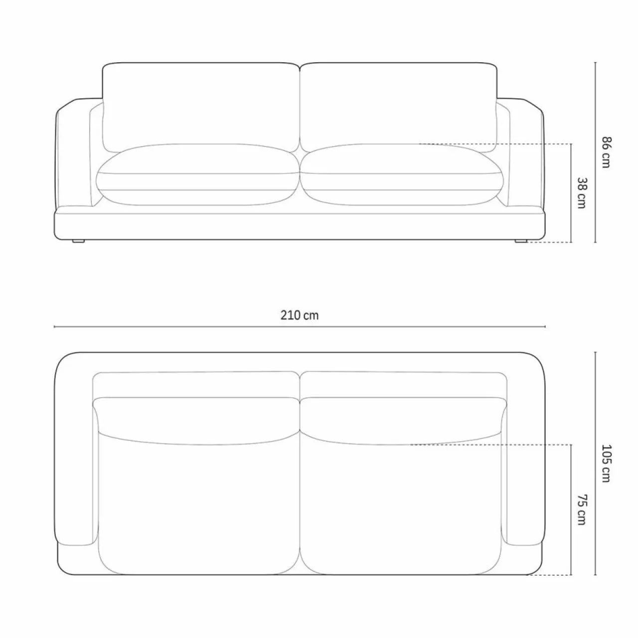 Canapé en Velours Daphne 3 Places Terracotta - 210x105x86 cm