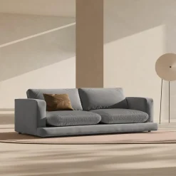 Canapé en Velours Daphne 4 Places Gris Clair - 240x105x86 cm