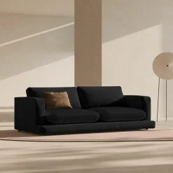 Canapé en Velours Daphne 4 Places Noir - 240x105x86 cm