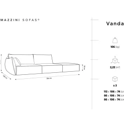 Canapé gauche Vanda 4 Places bleu roi - 286x100x85 cm
