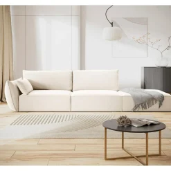 Canapé gauche Velours Vanda 4 Places beige clair - 286x100x85 cm