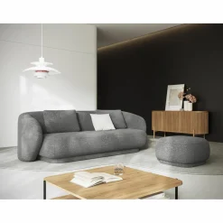 Canapé Linden 3 Chenille Places gris foncé - 204x102x72 cm