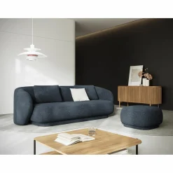 Canapé Linden 3 Chenille Places bleu - 204x102x72 cm