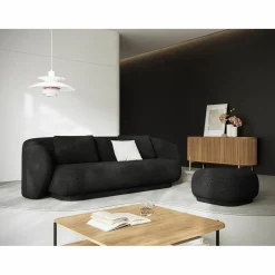 Canapé Linden 3 Chenille Places noir - 204x102x72 cm