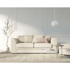 Canapé Quince Velours côtelé 3 Places beige clair - 182x92x80 cm