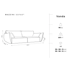 Canapé Vanda 4 Places gris foncé - 248x100x85 cm