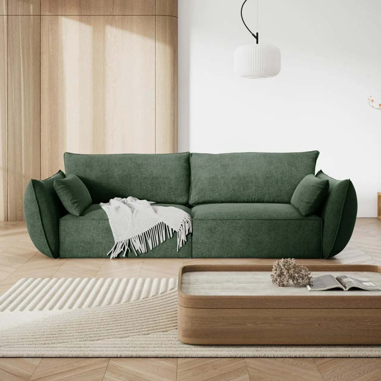 Canapé Vanda 3 Places vert bouteille - 208x100x85 cm