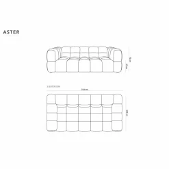 Canapé Velours Aster 3 Places gris clair - 214x102x75 cm
